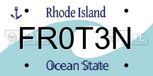 FR0T3N Rhode Island License Plate