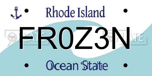 FR0Z3N Rhode Island License Plate