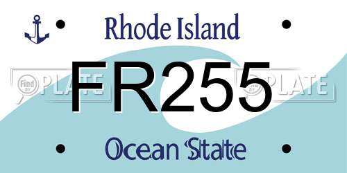 FR255 Rhode Island License Plate