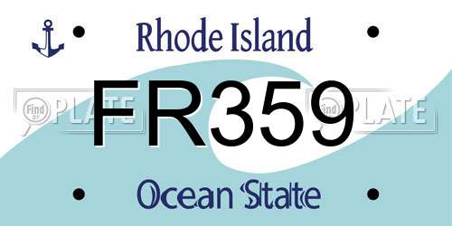 FR359 Rhode Island License Plate
