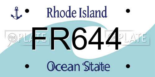 FR644 Rhode Island License Plate