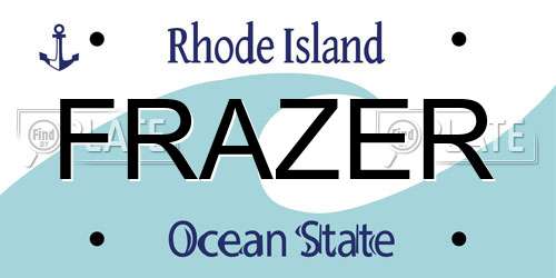 FRAZER Rhode Island License Plate