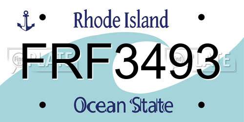 FRF3493 Rhode Island License Plate