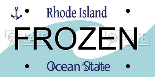 FROZEN Rhode Island License Plate