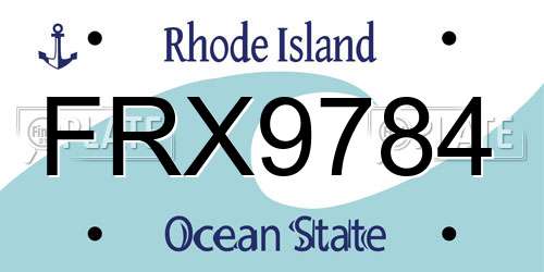 FRX9784 Rhode Island License Plate