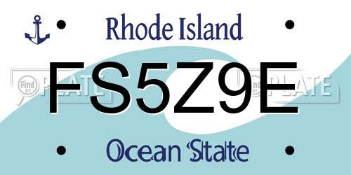 FS5Z9E Rhode Island License Plate