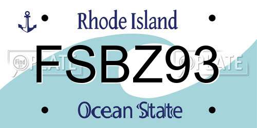 FSBZ93 Rhode Island License Plate