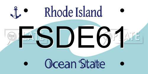 FSDE61 Rhode Island License Plate