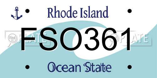 FSO361 Rhode Island License Plate