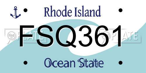 FSQ361 Rhode Island License Plate