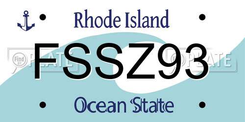 FSSZ93 Rhode Island License Plate