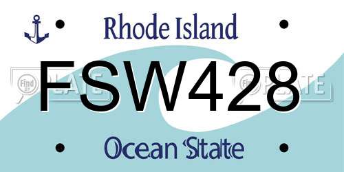 FSW428 Rhode Island License Plate