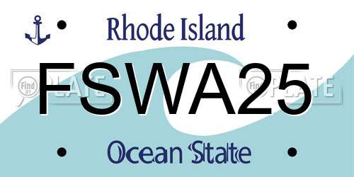 FSWA25 Rhode Island License Plate