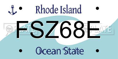 FSZ68E Rhode Island License Plate