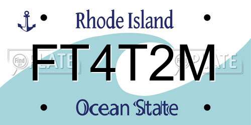 FT4T2M Rhode Island License Plate