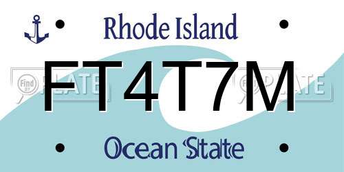 FT4T7M Rhode Island License Plate