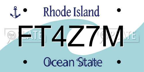 FT4Z7M Rhode Island License Plate