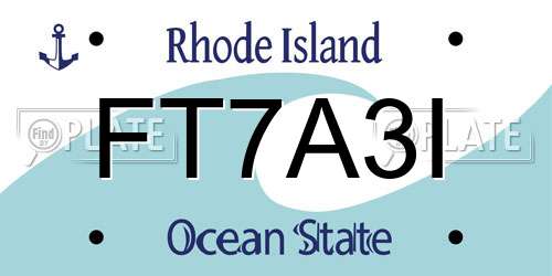 FT7A3I Rhode Island License Plate