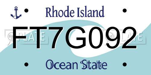 FT7G092 Rhode Island License Plate