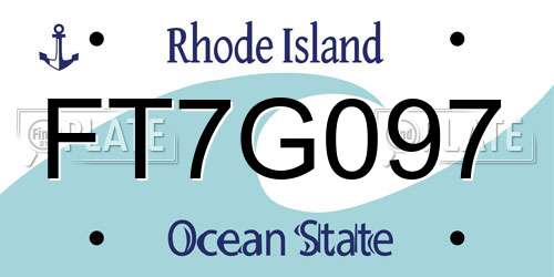 FT7G097 Rhode Island License Plate