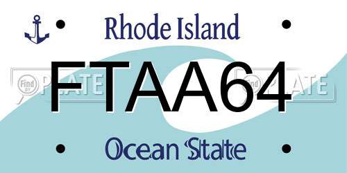 FTAA64 Rhode Island License Plate