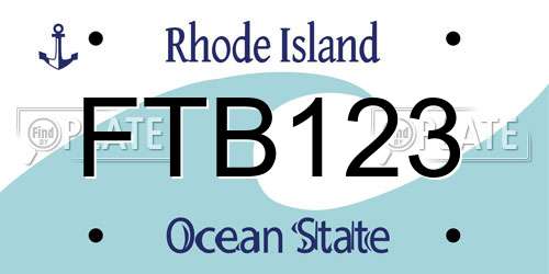FTB123 Rhode Island License Plate
