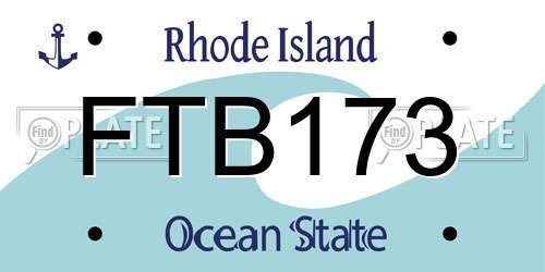 FTB173 Rhode Island License Plate