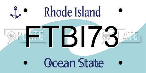 FTBI73 Rhode Island License Plate