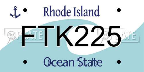 FTK225 Rhode Island License Plate
