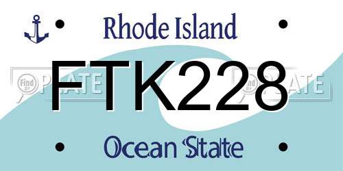 FTK228 Rhode Island License Plate