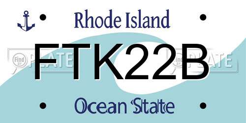 FTK22B Rhode Island License Plate