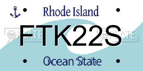 FTK22S Rhode Island License Plate