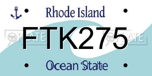 FTK275 Rhode Island License Plate