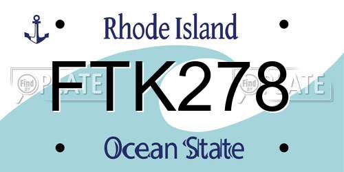 FTK278 Rhode Island License Plate