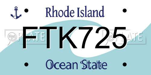 FTK725 Rhode Island License Plate