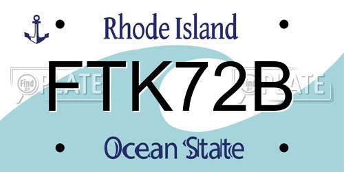 FTK72B Rhode Island License Plate