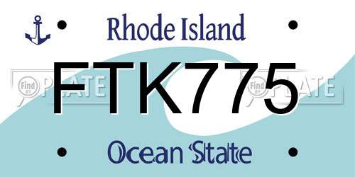 FTK775 Rhode Island License Plate