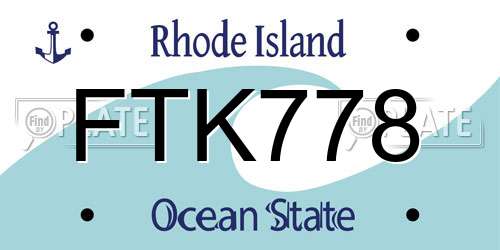 FTK778 Rhode Island License Plate