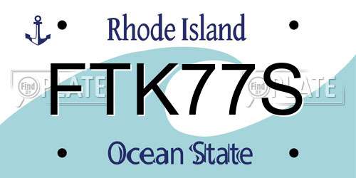 FTK77S Rhode Island License Plate
