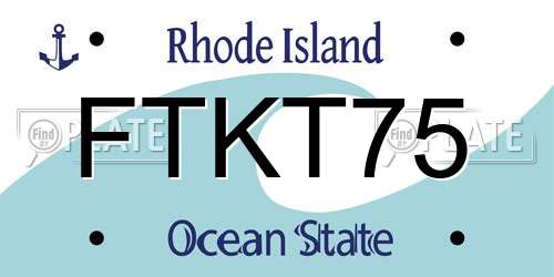 FTKT75 Rhode Island License Plate