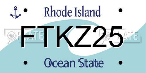 FTKZ25 Rhode Island License Plate