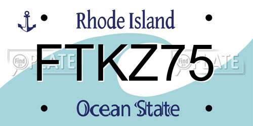 FTKZ75 Rhode Island License Plate