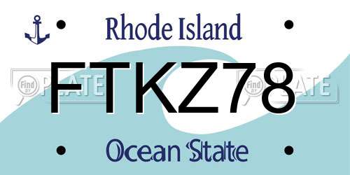 FTKZ78 Rhode Island License Plate