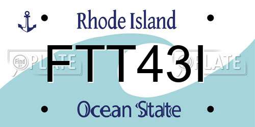 FTT43I Rhode Island License Plate