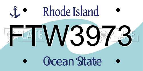 FTW3973 Rhode Island License Plate