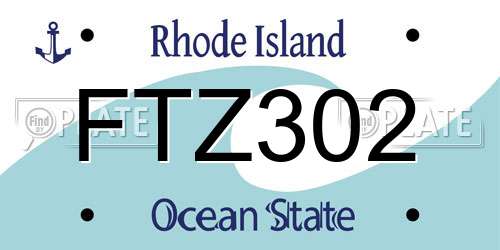 FTZ302 Rhode Island License Plate