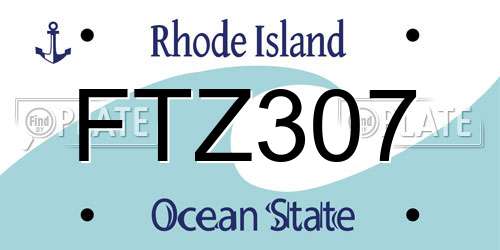 FTZ307 Rhode Island License Plate