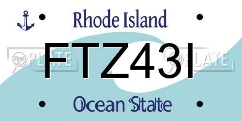 FTZ43I Rhode Island License Plate