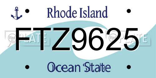 FTZ9625 Rhode Island License Plate
