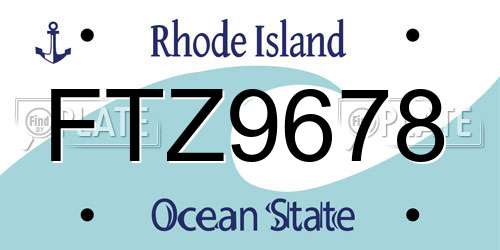 FTZ9678 Rhode Island License Plate